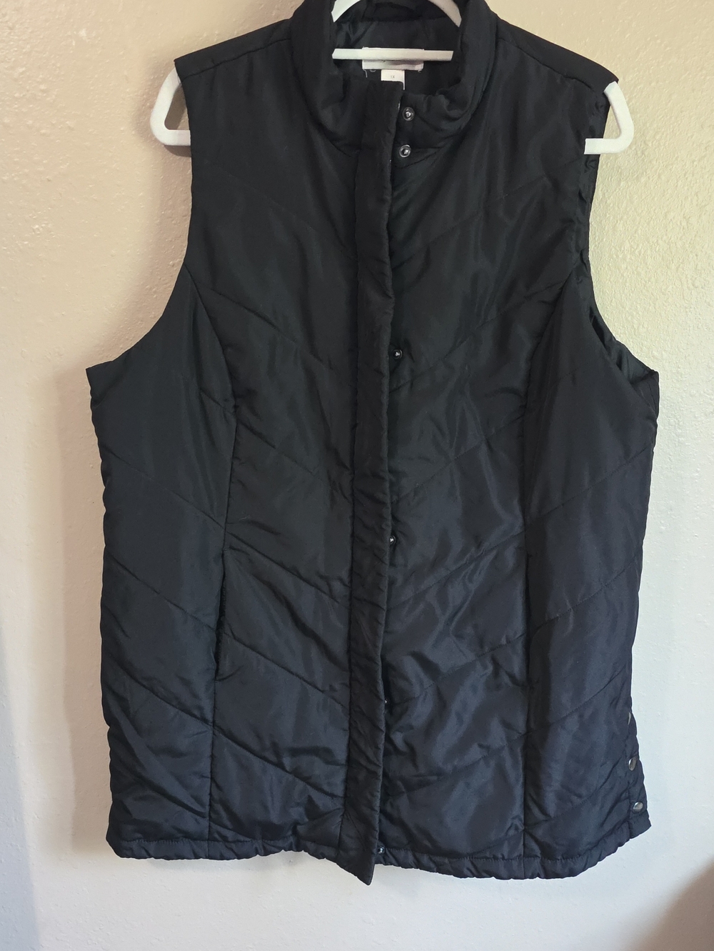 Quilted Sleeveless Puffer Vest - Black Cj Banks Long Side Vents 1x